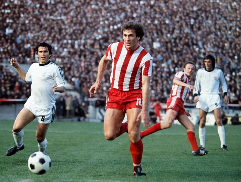 Crvena zvezda - Partizan 1:0 (sleva): Rešad Kunovac, Sead Sušić, Staja Nikolić i Pavle Grubješić